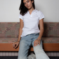 Alia is 169 cm tall and wears size S women fit | women white