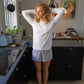 Cecilie is 168 cm tall and wears size S. | white