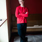 Peter is 188 cm tall and wears size XL. | red