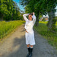 Ulyana is 160 cm tall and wears size S. | white