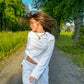 Ulyana is 160 cm tall and wears size S. | white